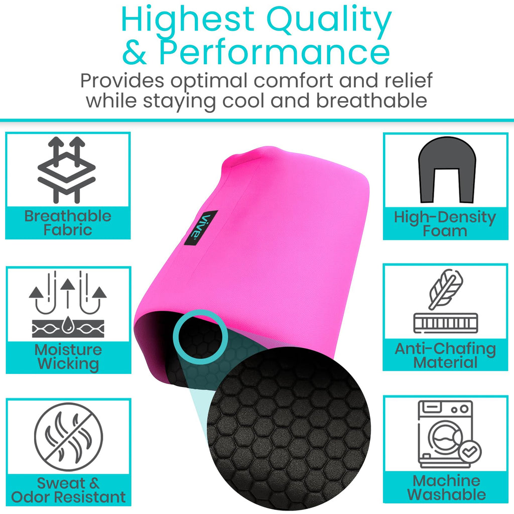 Vive Premium Crutch Pads, Bag, & Hand Grips (5 PCS) - Crutches for Adults Armpit Padding, Hand Grips, Accessories Pouch - Soft Tips Medical Padded Handles for Kids, Men, Women - Lightweight (Pink)