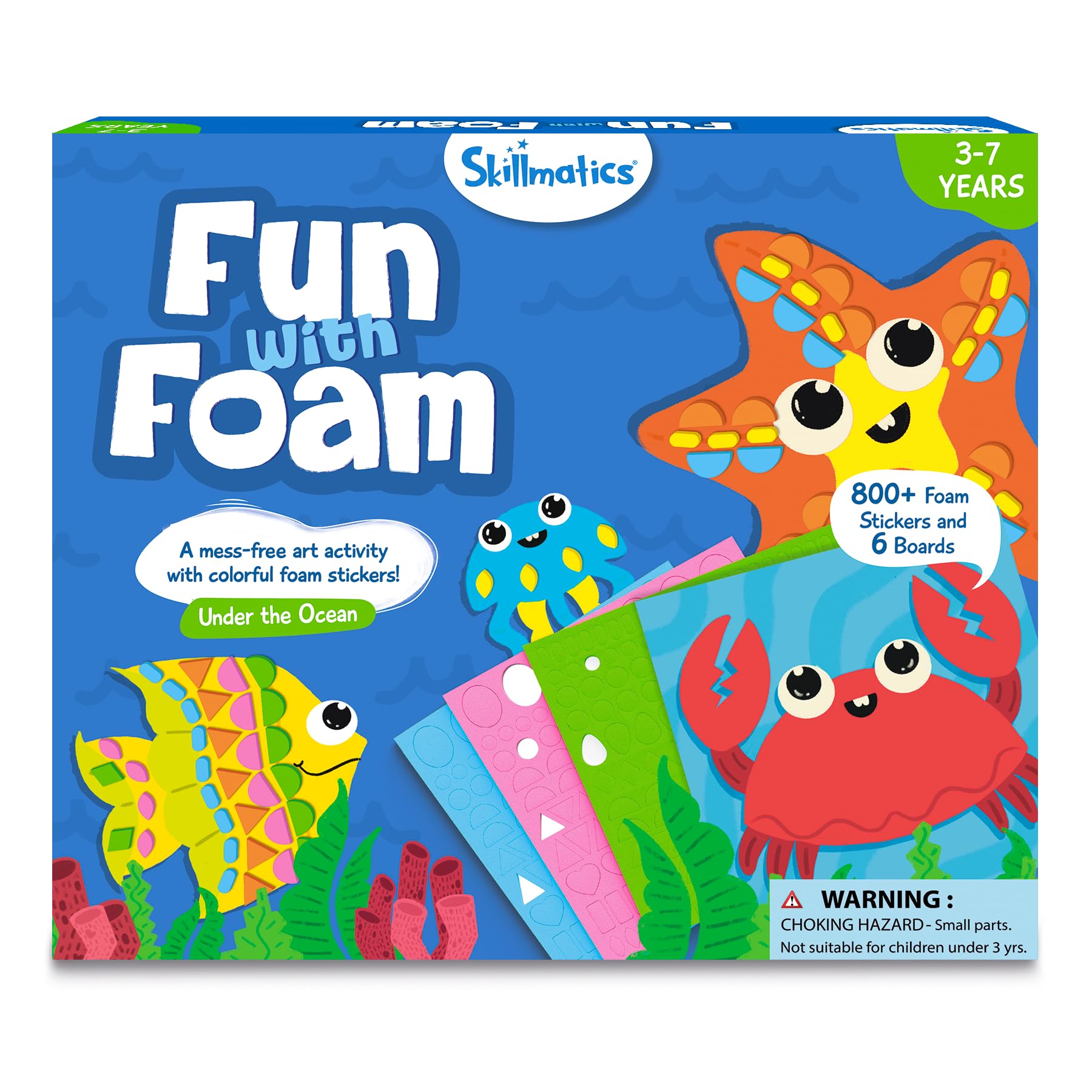 Skillmatics Foam Sticker Art Activity - Under The Ocean, Mess-Free Fun for Kids, 800+ 3D Foam Stickers, DIY Felt Craft Kits, Gifts for Girls & Boys Ages 3, 4, 5, 6, 7