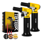 TBTeek Butane Torch with Fuel Gauge T907, One-hand Operation Kitchen Torch Lighter with Adjustable Flame for BBQ, Baking, Brulee Creme, Crafts and Soldering, 2 Pack(Butane Not Included)