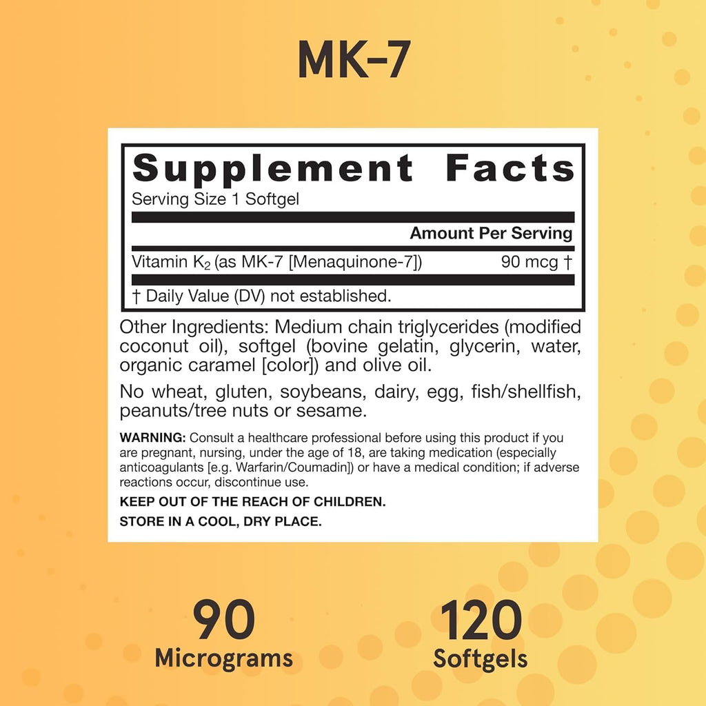 Jarrow Formulas MK-7 90 mcg - Bioactive Form of Vitamin K2-120 Servings (Softgels) - for Bone & Cardiovascular Health - Vitamin K2 MK-7 Dietary Supplement - Gluten Free (Pack of 2)