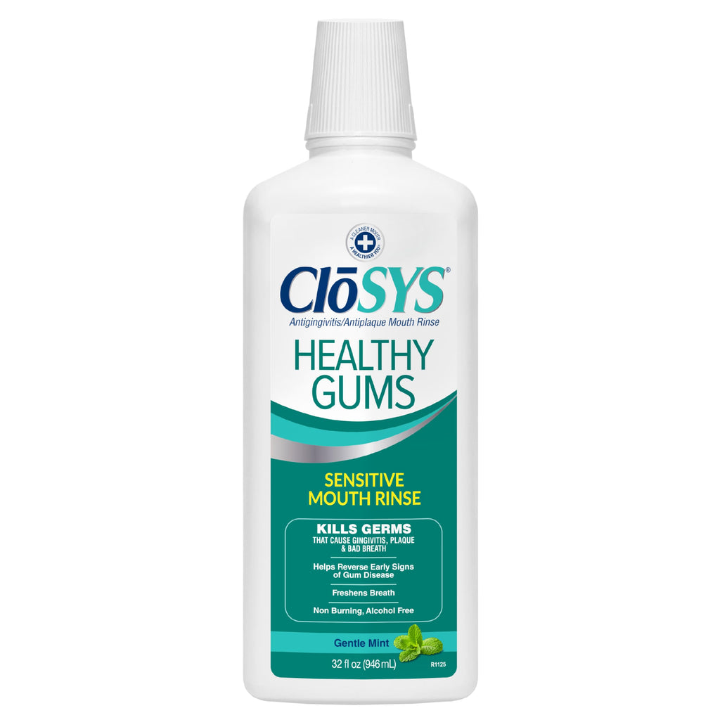 CloSYS Healthy Gums Mouthwash 32 Fl Oz, Antiplaque, Anti-Gingivitis Mouthwash, Non-Burning, Non-Irritating (Pack of 12)