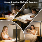 LED Desk Lamp for Office Home, Stepless Dimming Architect Desk Light with DC Adapter, Eye-Caring Desk Lamp with Clamp, 25 Lighting Modes Adjustable 14.8in Flexible Gooseneck for Workbench, Drafting