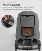 OS MOTOR Pet Stroller with 3 Wheels for Small/Medium Pets, Portable Travel Foldable Carrier Jogger for Dog Cat Puppy Kitty, Rear Wheel Breaks, Storage Basket, Visible Mesh with Weather Cover (Gray)