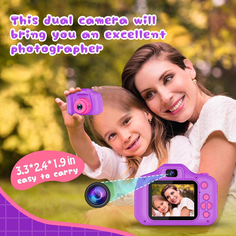 Seckton Upgraded Kids Selfie Camera, HD Digital Video Camera for Kid-Purple