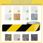 Hazard Safety Warning Stripe Tape 6 Pack, 2 Inch x 36 Yards Black & Yellow Caution Tape Roll Bulk Waterproof Barricade Hazard Tape Self-Adhesive Tape for Floor, Walls, Pipes, Equipment Marking