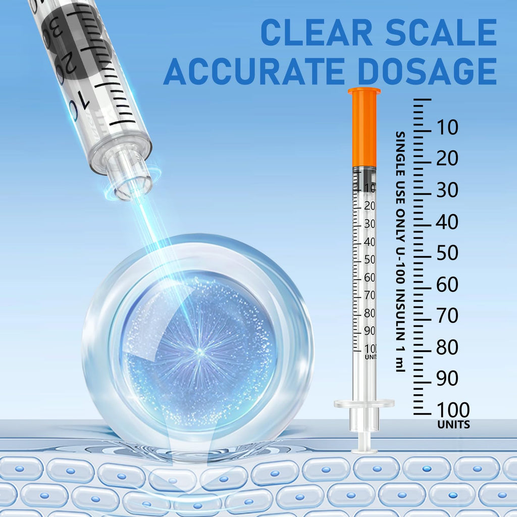 U-100 1cc 29g 1/2 Inch Syringe, Individually Packed, Pack 100.