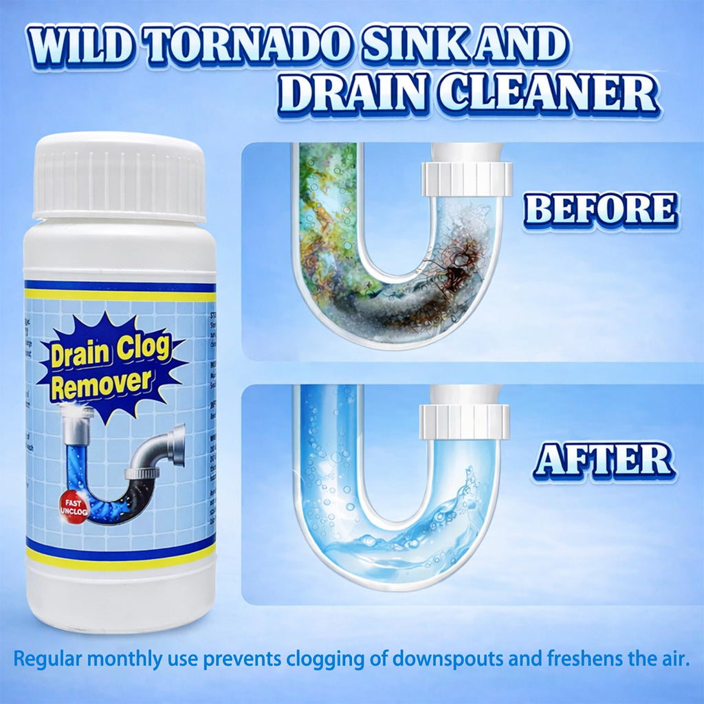 Wild Tornado Pipe Dredge, Powerful Sink and Drain Cleaner Powder, Fast Foaming Drain Cleaner for Kitchen and Pipes Cleaning Tool Clog Remover