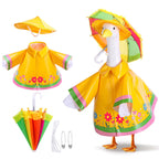 DECOHS 3 Pcs/Set Raincoat Porch Goose Outfits, Summer Lawn Goose Statue Raincoat Costume, Yard Goose Clothes Raincoats Umbrella Hat Outfit for 23" Statue Patio Garden Decoration (Yellow)
