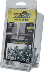 Hillman Borefast Drywall Anchors, Holds 50 Pounds in Drywall and 200 Pounds in Concrete, 1 1/2" Pan Head, White, 75-Pack, 377632