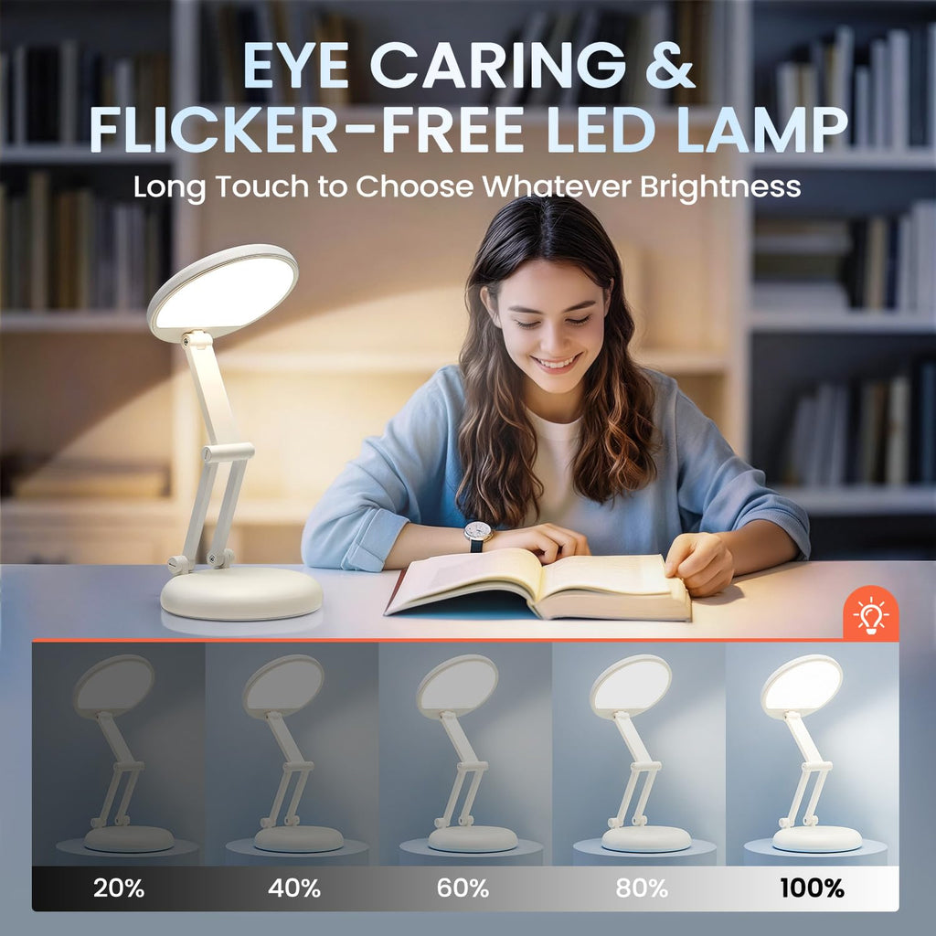 One Fire Cordless Desk Lamp,Dimmable Small Battery Powered Lights,3600mAh Rechargeable Wireless Table Lamp,Mini Lamp&Portable Light for Bed,Book Reading,Home for Small Spaces,Nail Light,Craft,Office