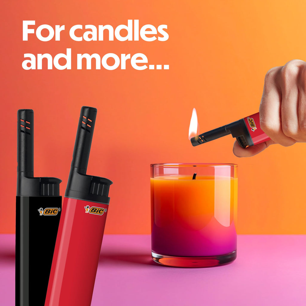 BIC EZ Reach Lighters, Long Metal Wand Candle Lighter, Home Décor Collection, 6-Pack (Designs May Vary)