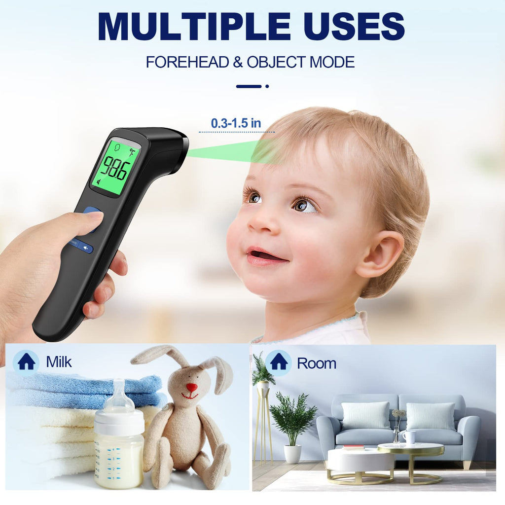 No-Touch Thermometer for Adults, Kids, Babies, 1-Sec Fast Accurate (Black)
