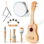 Vanplay Kids Guitar Set, 7-Piece Wooden Musical Instruments for Toddler 2-3