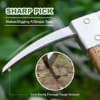 Haliaeetus Pick Axe, Stainless Steel Mattock, Garden Pick with Wood Handle
