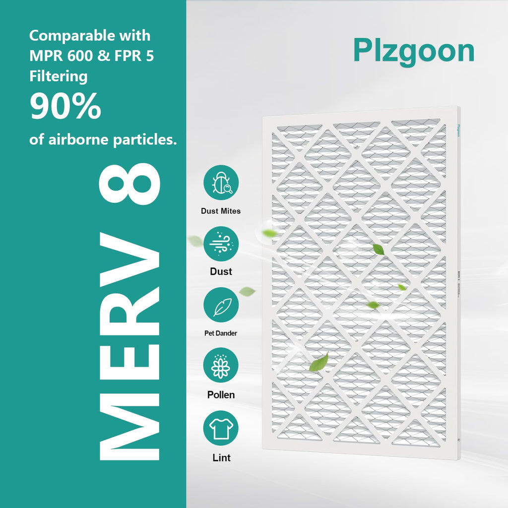 10x20x1 Air Filter MERV 8 MPR 600 (4 Pack) Pleated HVAC Furnace Filters for Home Air Conditioner AC Heating System (Exact Dimensions: 9.75"L x 19.75"W x 0.75"Th)