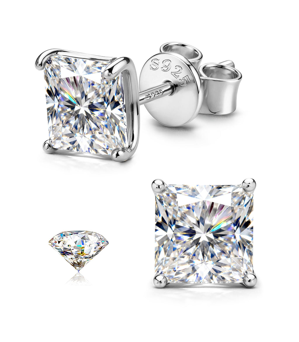 GEMQUEEN Moissanite Earrings Studs 925 Sterling Silver Hypoallergenic 2.4CT