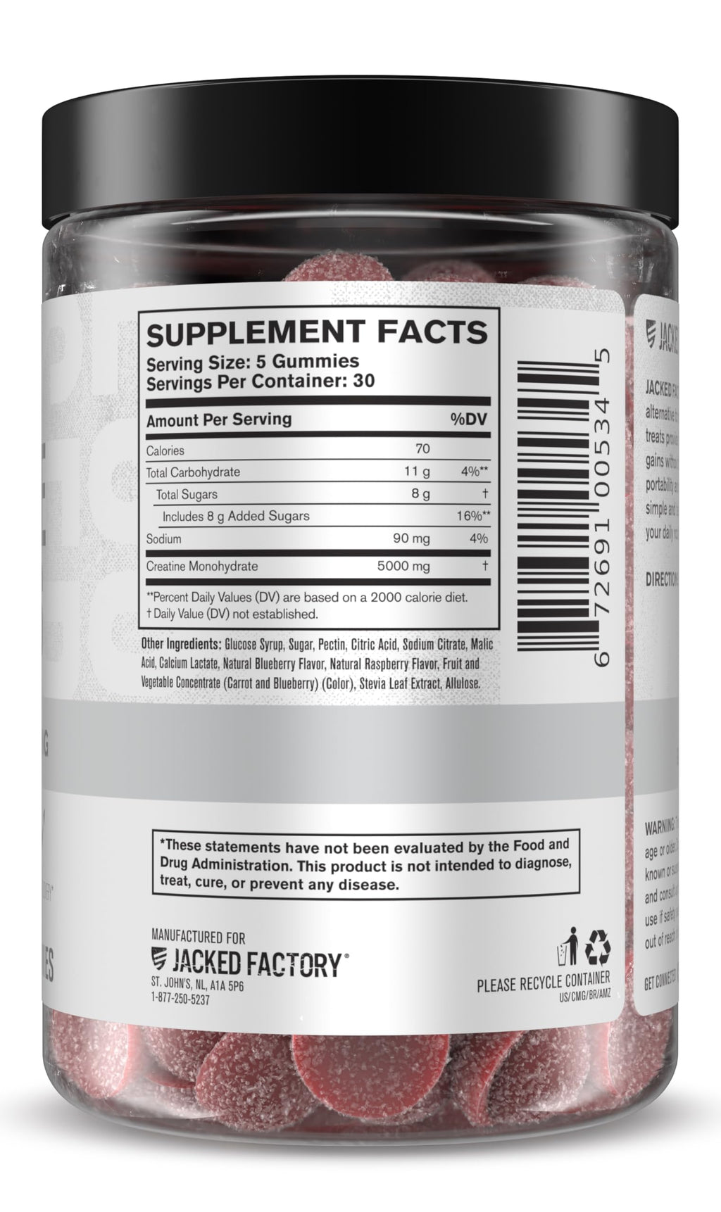 Jacked Factory Creatine Gummies 5g Daily Dose (1g per Gummy) - Creatine Gummy for Men and Women, Vegan-Friendly, Travel-Friendly, Third-Party Tested - 150 Gummies, Blue Raspberry