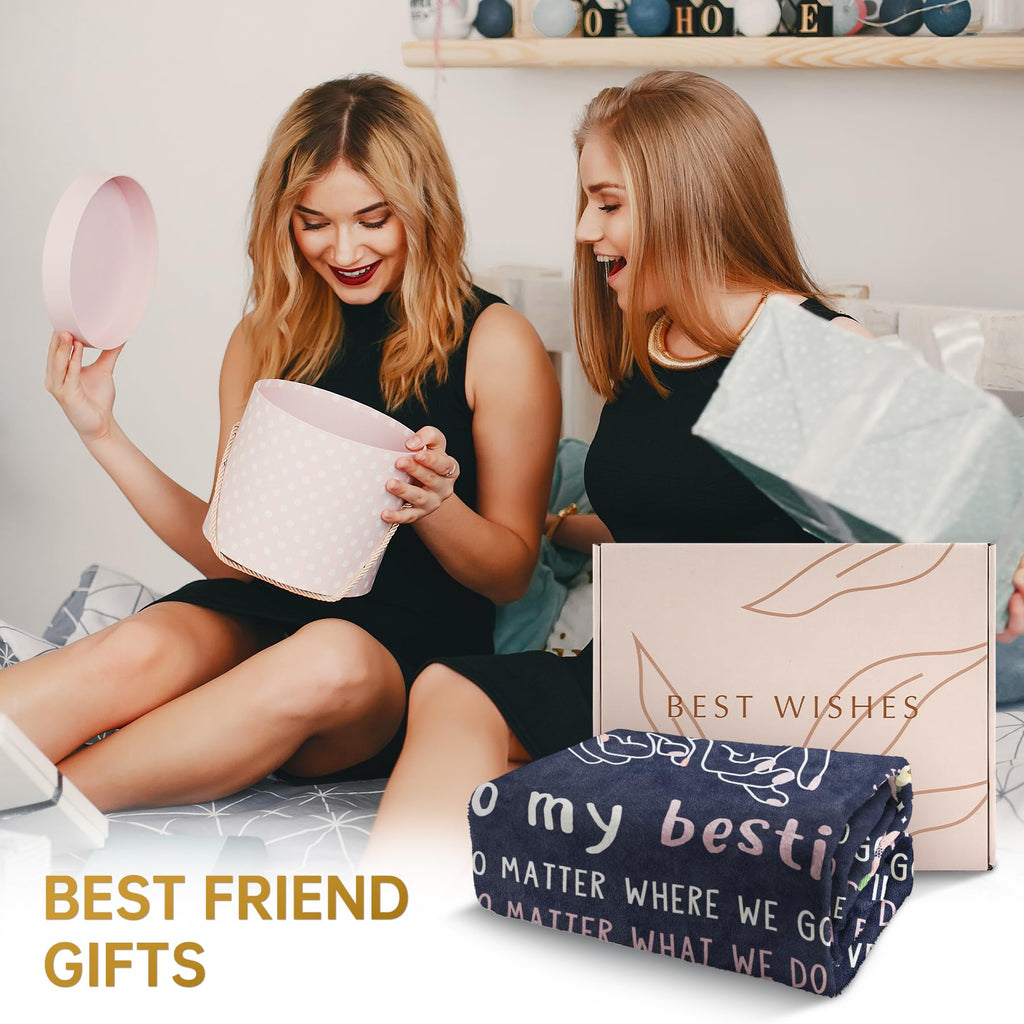 Best Friend Birthday Gifts for Women, Bestie Blanket Blue, 60" x 50"
