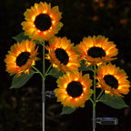 Solar Sunflower Lights Flowers Outdoor Waterproof for Yard Garden Cemetery