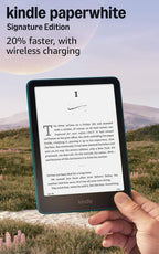 Amazon Kindle Paperwhite Signature Edition 32GB (2024 model) – Auto-adjusting front light, wireless charging, and weeks of battery life – Metallic Jade