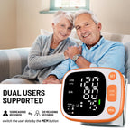 Oklar Blood Pressure Monitors for Home Use Rechargeable Wrist Digital BP Machine Cuff with LED Backlit Display, Voice Broadcast, 240 Memory Storage for 2 Users with Carrying Case, Orange
