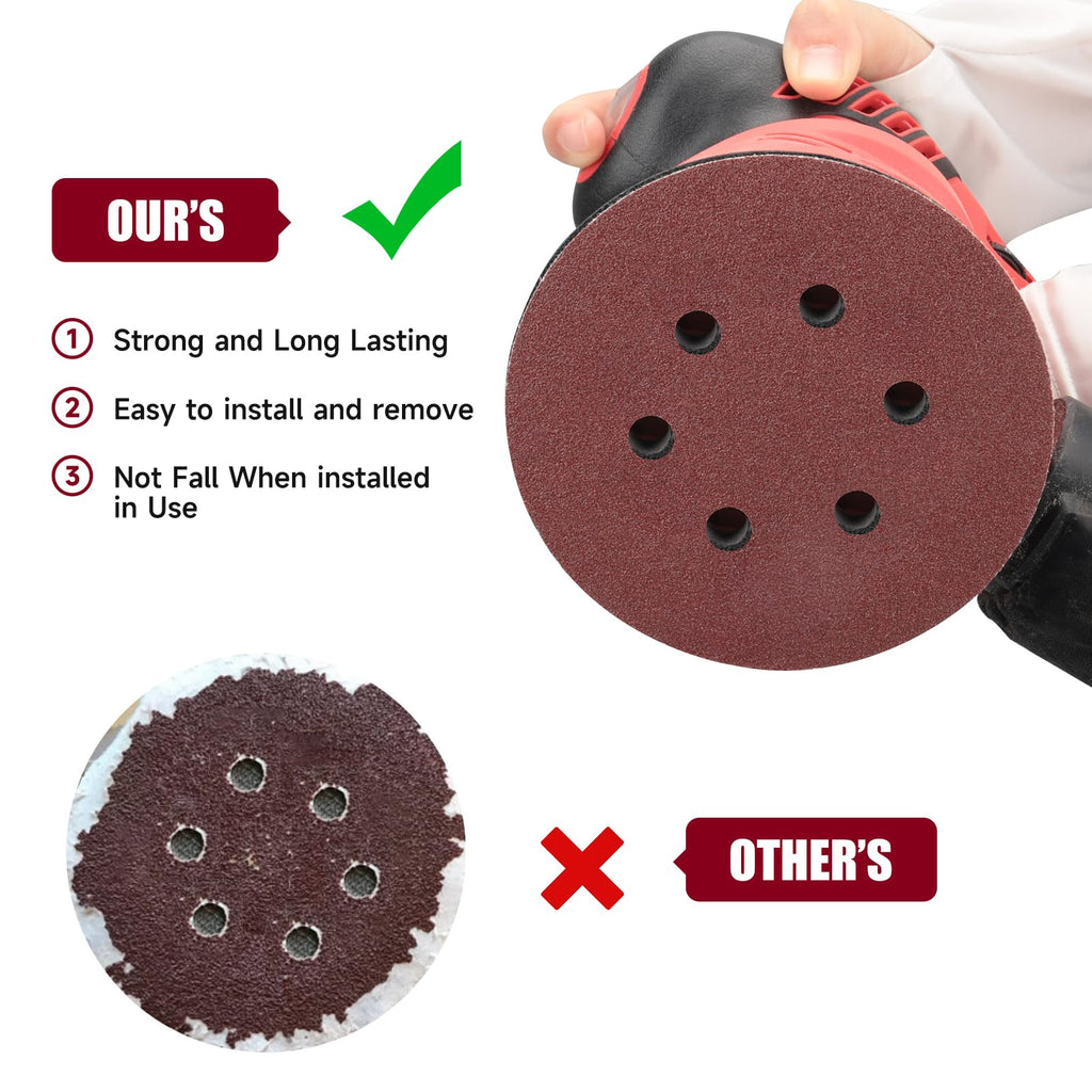 100 PCS 6 Inch Sanding Discs 400 Grit, 6 Hole Hook and Loop Sandpaper, Round Orbital Sand Paper Discs for Sander
