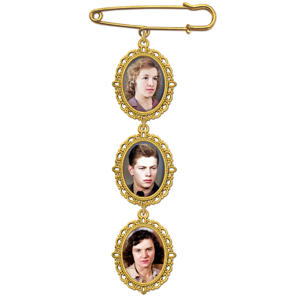 Wedding Bouquet Memorial Remembrance Photo Charm Gold Holds 3 Pictures