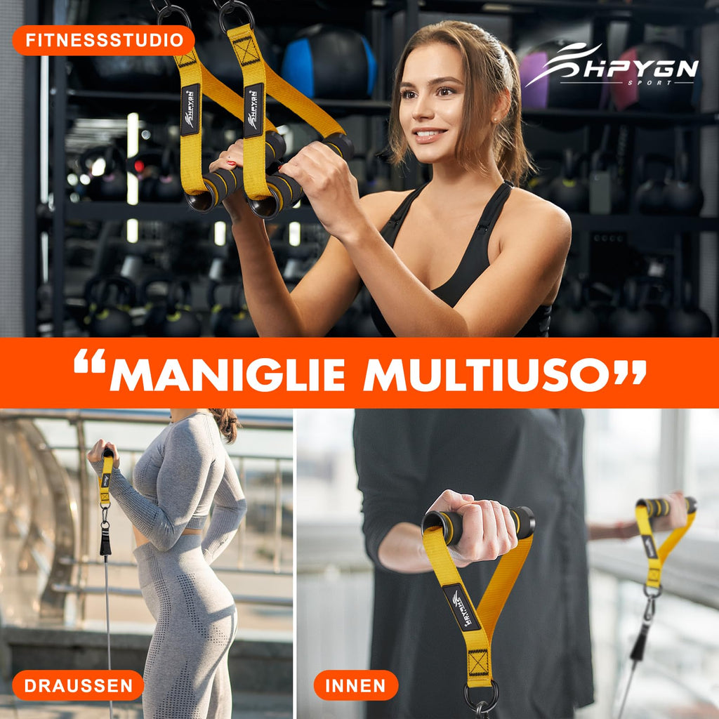 HPYGN Exercise Handles, D Handle Cable Attachment, Grip Attachments for Cable Machine Pulleys, Resistance Bands and Strength Trainers, Pull Down Exercise Accessories, Home Gym Exercise Machine Attachments