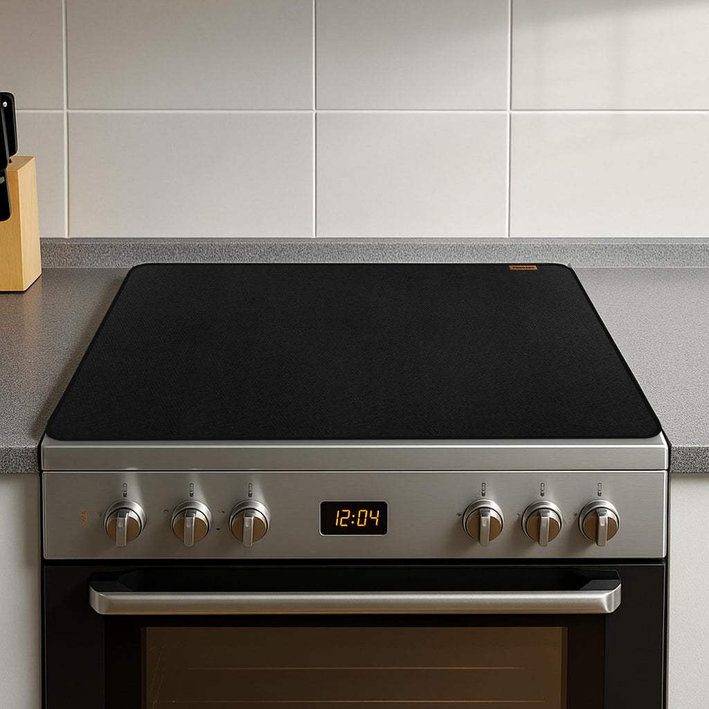 PONGARD Fireproof Stove Top Covers for Electric Stove, Waterproof & Heat Resistant Mat for Glass Top, Stovetop Protector, Anti-Scratch, 28x20 Black