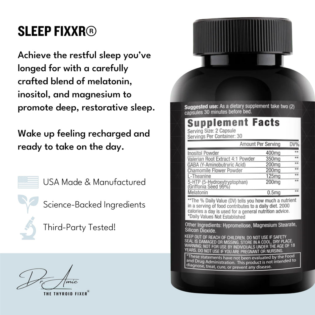 Fixxr Sleep Support by Dr. Amie | with Melatonin, Inositol, and Magnesium | 30 Day Supply, 60 Capsules