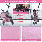 Dog Stroller Cat Pet Carriers for Small Medium Dogs Cats Travel Camping 4 Wheels Lightweight Folding Crate Stroller with Soft Pad (Pink)