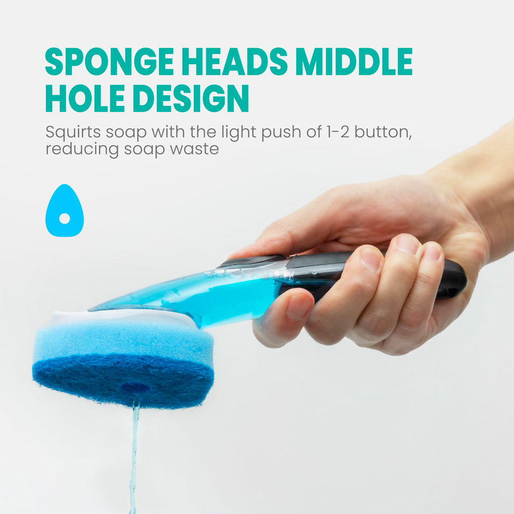 Dish Wand Refills Sponge Head with Hole,Non Scratch Dishwand Refill Heavy Duty Replacement Head,Soap Control Dispensing Scrubbers for Kitchen,Pans,Dishwasher Tools,Compatible Sponges Scrub with Handle