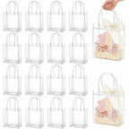 MAQIHAN Clear PVC Gift Bags with Handles - 20PCS Small Party Favor Bags Transparent Party Favour Plastic Gift Bag Tote Goodie Bag Bulk Pvc Plastic Bags with Handles for Gifts(Small Size 5.9 x 7.8 In)