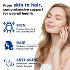 GHK-CU Peptides Supplement Oral Drop, Pro 6-in-1 GHK CU Copper Peptides with Hydrolyzed Marine Collagen Hyaluronic Acid Biotin Grape Seed Extract for Hair Growth Skin Elasticity & Anti-Aging Women Men