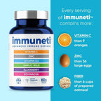 Immuneti Advanced Immune Support – Doctor Formulated 6-in-1 Daily Immunity Supplement – Made in USA – With Vitamin C, D3, Zinc, Elderberry, Garlic & Echinacea - Vital Nutrients & Antioxidants (1)