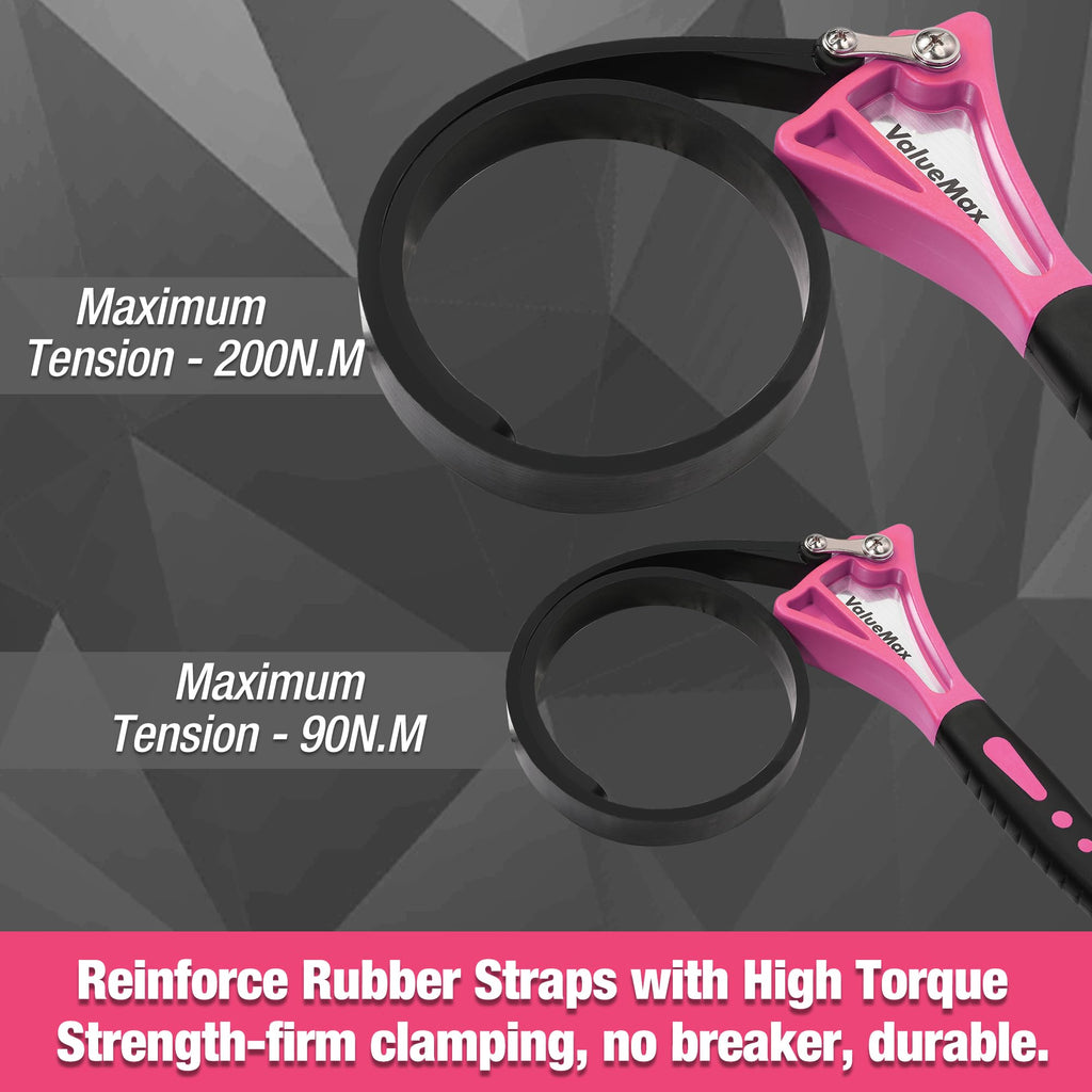 ValueMax 2-piece Strap Wrench Set, Adjustable Oil Filter Wrench with Max Diameter 4" (Small) and 6"(Large), Jar Opener, Pipe, Plumbing, Purple