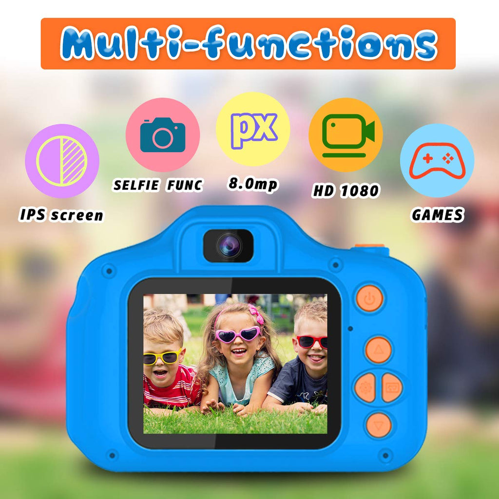Seckton Upgraded Kids Selfie Camera, HD Digital Video Camera-Navy Blue