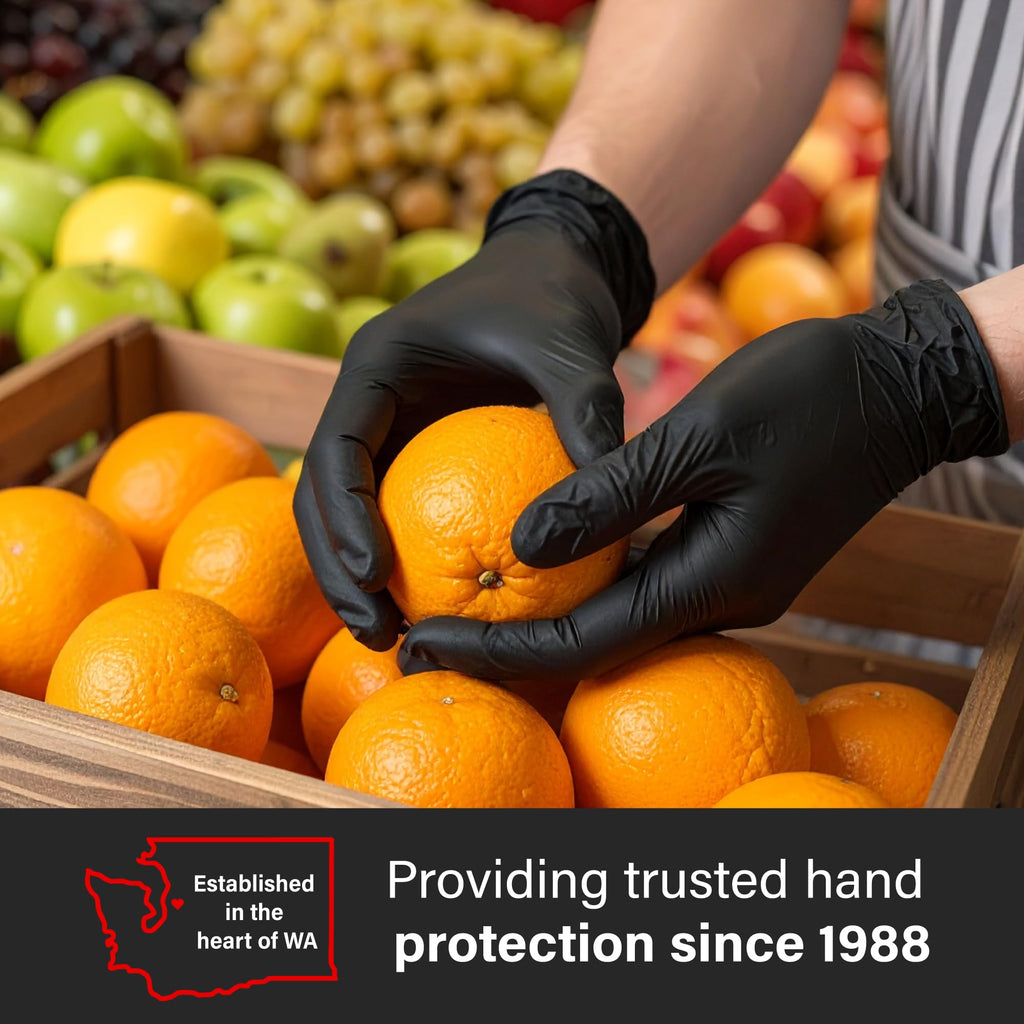 GLOVEWORKS Black Nitrile Gloves 5 Mil Disposable for Food Service, Cooking, Professional Cleaning, Size XL, 3 Boxes of 100