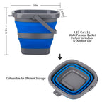 2 Pack Collapsible Plastic Bucket with 1.32 Gallon (5L) Each, Foldable Rectangular Tub for House Cleaning, Space Saving Outdoor Waterpot for Garden or Camping, Portable Fishing Water Pail