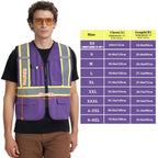 A-KSAFETY 6xl 7xl 8xl purple Reflective Safety Work Vest Big And Tall Hi Vis Construction Vest Purple