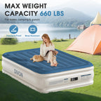 DIVON Air Mattress Full with Built in Pump,18’’Thicken Inflatable Mattress in 3 Mins,Foldable Blow Up Mattress,Portable Full Size Air Mattress for Camping,Travel&Floor,Air Bed for Adults,660lbs