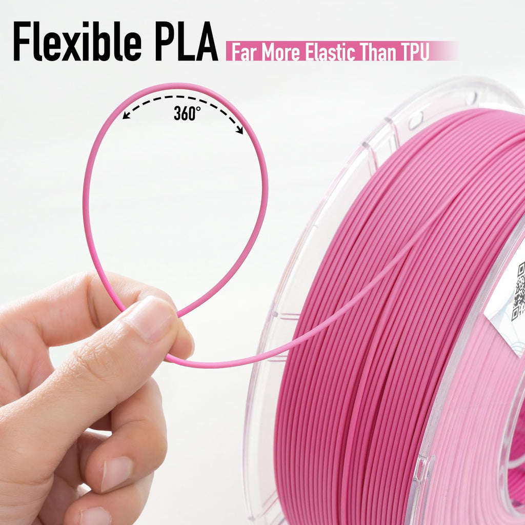 YXPOLYER Flexible PLA Food-Grade 92A Soft PLA 3D Printer Filament 1.75mm 1KG for Printing Dog Chew Toys and Highly Elastic Bouncy Airless Basketball Pet Ball, Pink