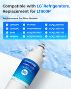 Waterdrop 𝐀𝐥𝐤𝐚𝐥𝐢𝐧𝐞 ADQ73613401 Water Filter, 𝐄𝐧𝐡𝐚𝐧𝐜𝐞𝐬 𝐩𝐇, Replacement for LG® LT800P®, ADQ73613402, ADQ75795104, LSXS26326S, LMXC23746S, LSXS26366S, LSXS26386D, 4 Filters