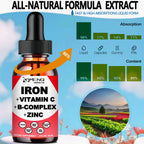 2 Pack Liquid Iron Supplement w/Vitamin C, A, B-Complex, Vegan Iron Drops High Potency Liquid Vitamin & Iron Supplements for Women, Men & Children -Support Red Blood Cell, Energy, Anemia & Fatigue