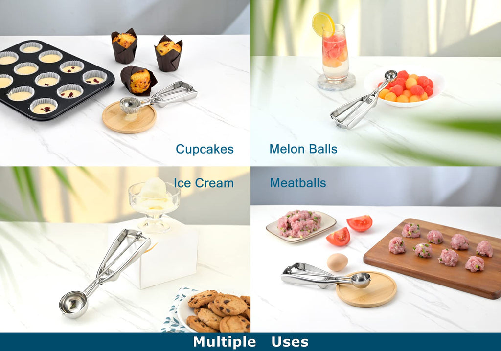 Solula 18/8 Stainless Steel Scoop, 2.3 Tablespoon Cupcake Muffin Batter Dispenser