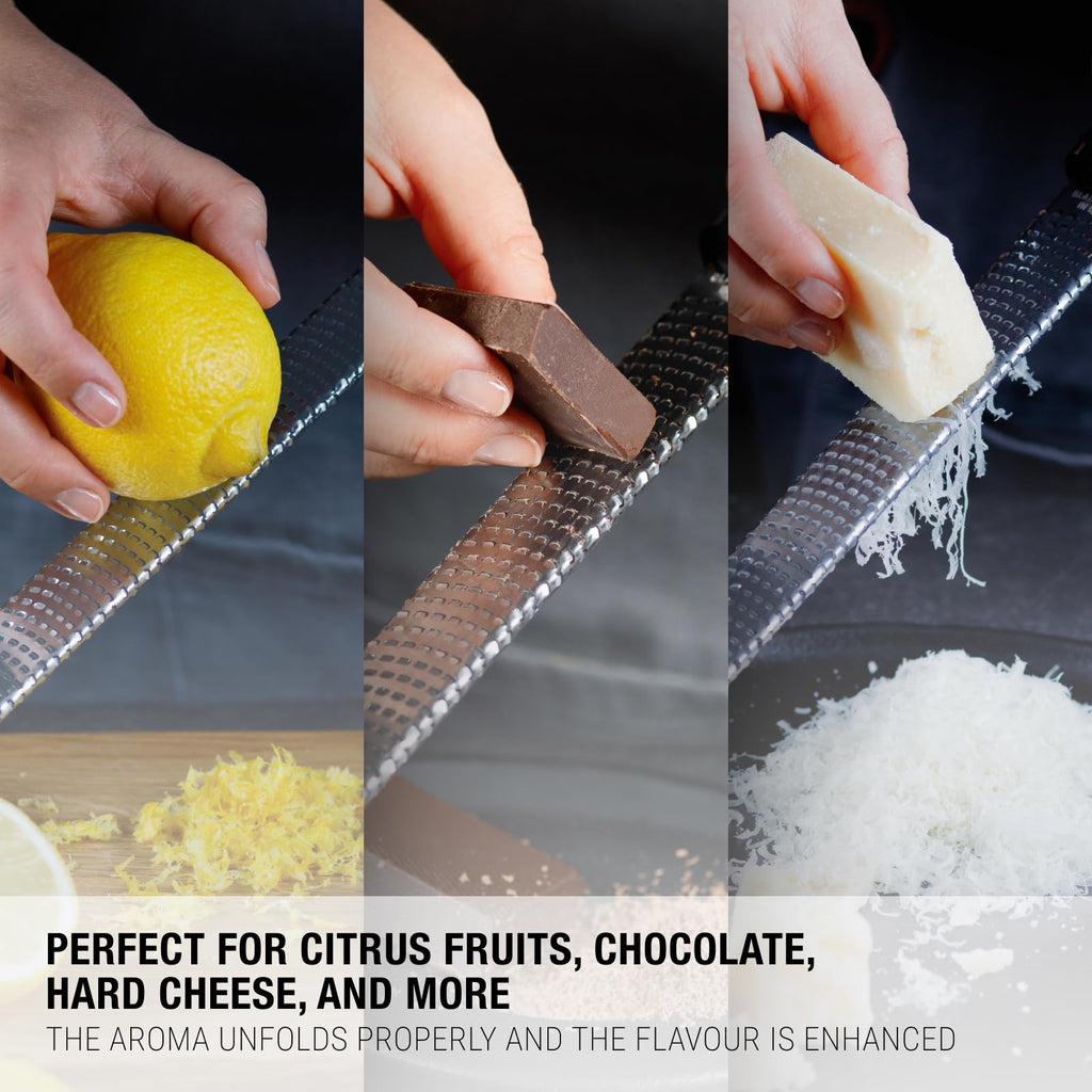 Microplane Premium Classic Series Zester 18/8, Black - Lemon Zester & Cheese Grater & Vegetable Grater - Citrus, Parmesan Cheese, Garlic, Ginger, Nutmeg, Chocolate - Stainless Steel Grater