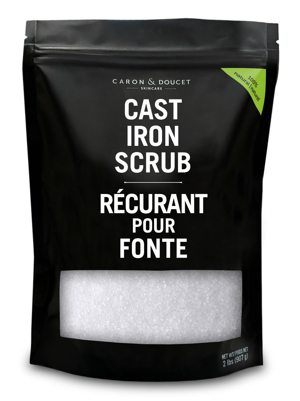 CARON & DOUCET - Cast Iron Cleaning & Restoring Scrub | 100% Natural | Best for Removing Rust Without Scratching & Care Before Cleaning, Washing & Seasoning (2 Pound)