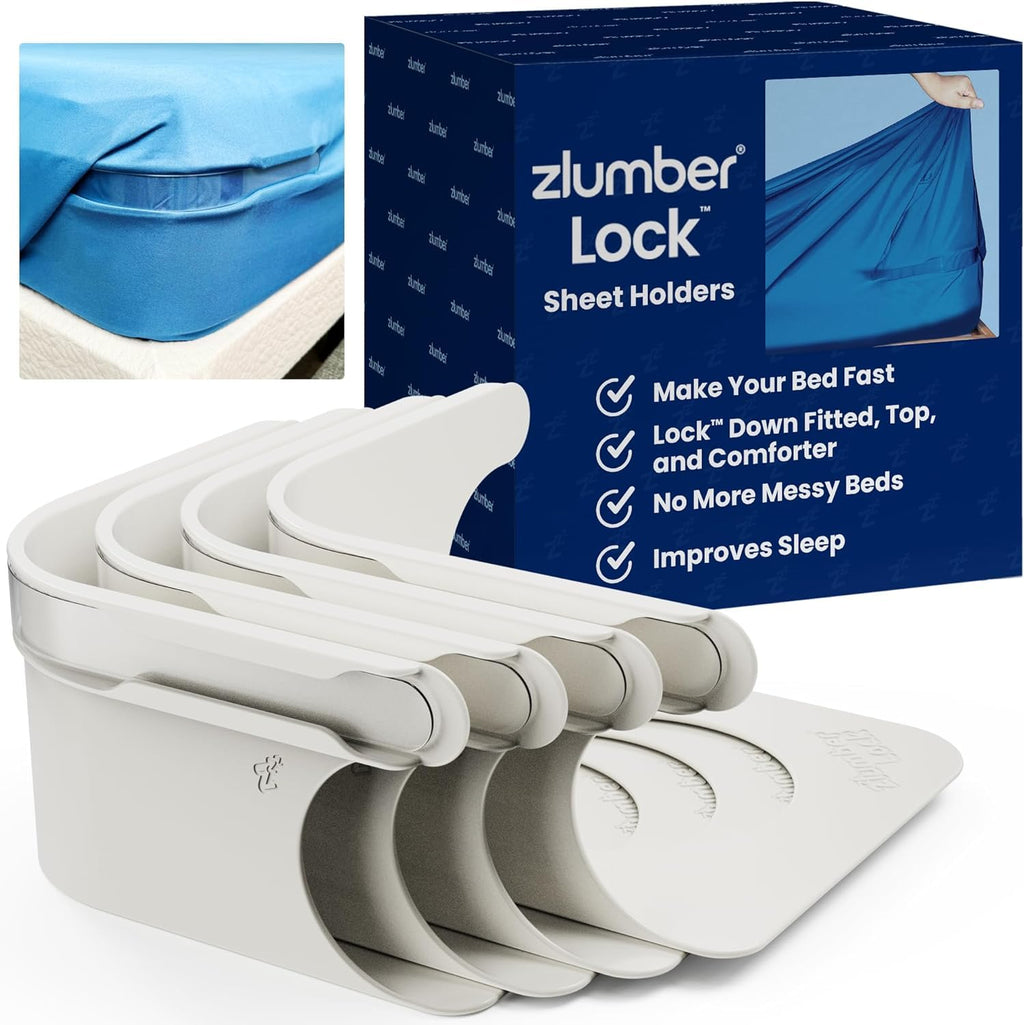 ZlumberLock US Patented Bed Sheet Holders for Corners, 4-Pack