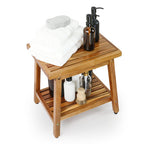 Shower Stool Bench Chair Waterproof with Storage Shelf for Shaving Legs, Spa, Bath Seat, Inside Shower Bench for Adults Seniors Elderly, Outdoor Side Table, Patio, Pool, End Table (16 Inches)
