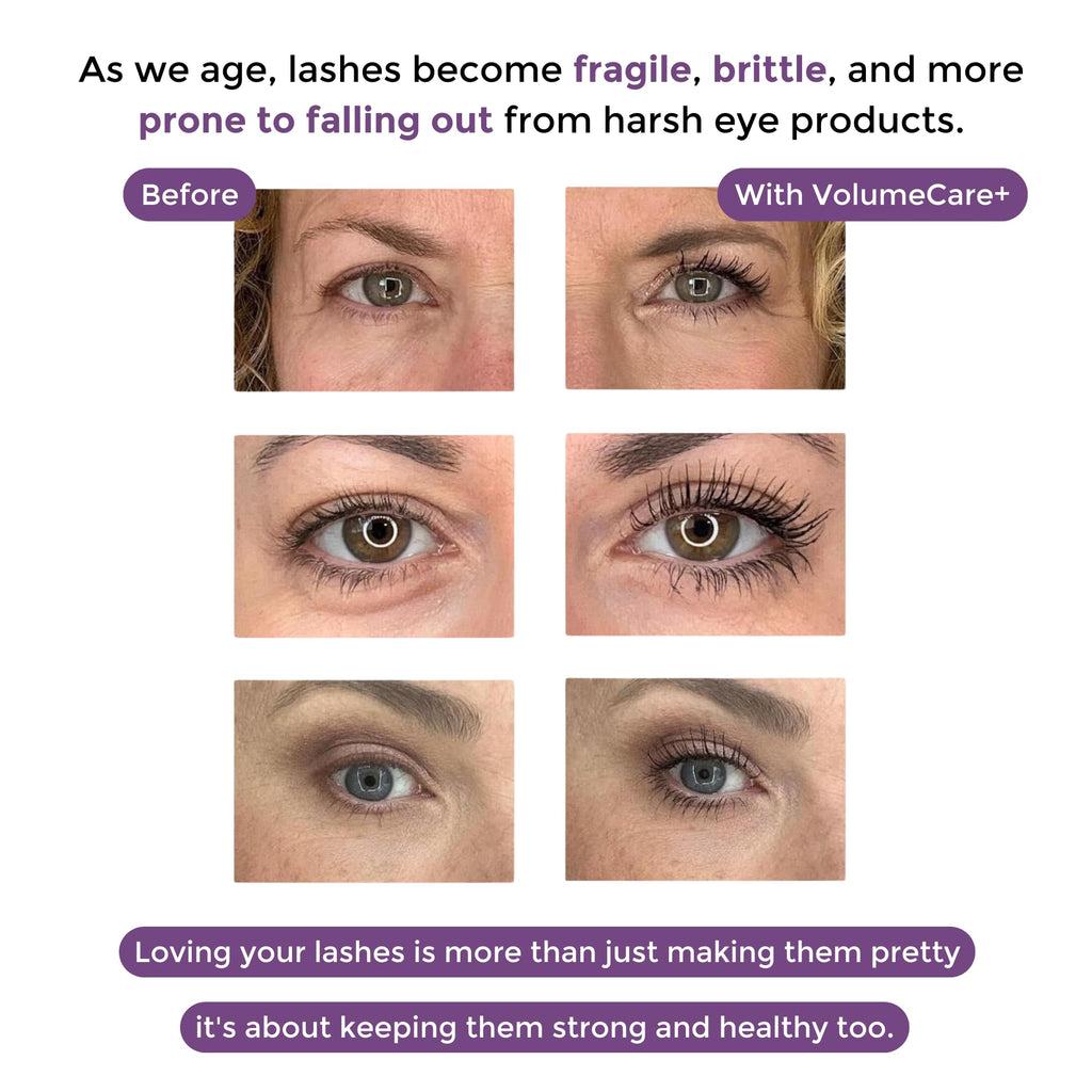 Rumi Cosmetiques VolumeCare+ Mascara For Mature Women - Extreme Length and Volume 2-in-1 Formula - No Clumps or Flaking, Long-Wearing, Hypoallergenic Mascara For Sensitive Eyes (Natural Black)